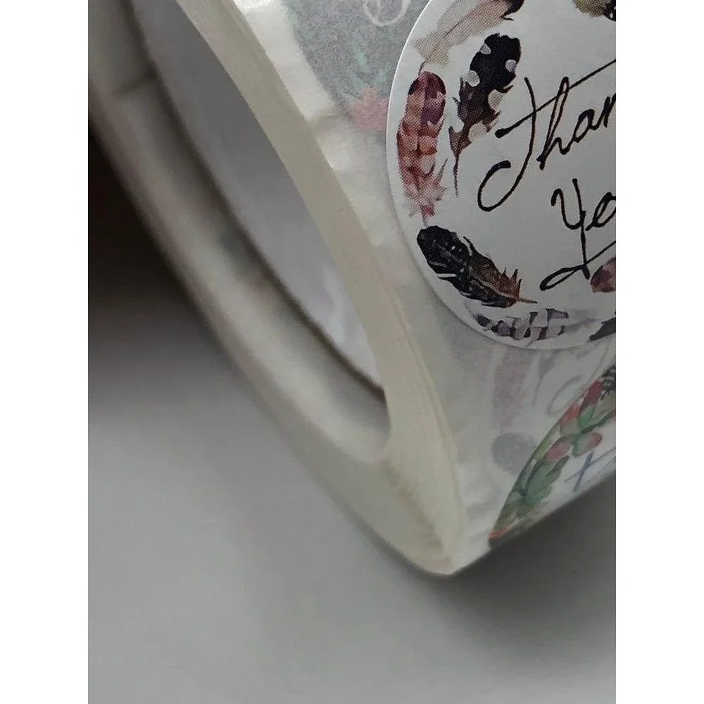Thank You Stickers Roll 1in Label Round 500‎ Pcs Floral Design Variety Unisex
